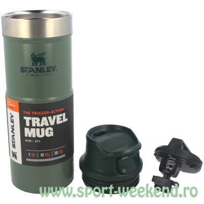 Stanley - Cana Termoizolanta Trigger-Action Travel Mug Hammertone Green, 0.47 Litri