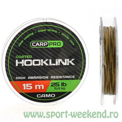 Carp Pro - Fir Coated Hooklink Camo 15m - 15lb